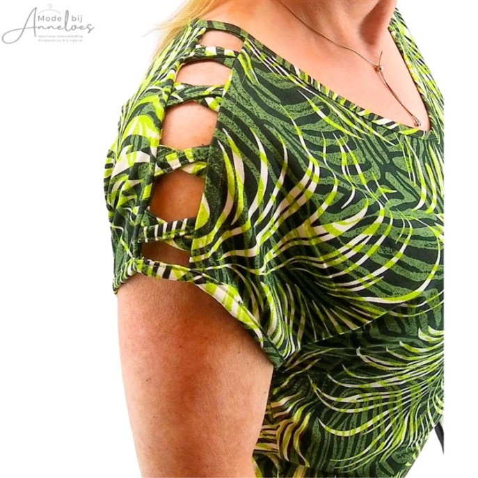 S Enjoy Shirt open schouders Army print